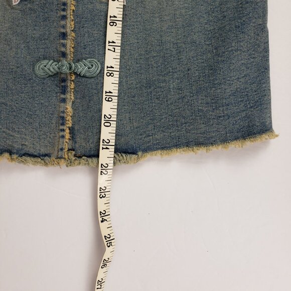 INC Concepts Petite P Denim Jacket Embroidered Flowers Womens Frog Closure Coat - Picture 13 of 16